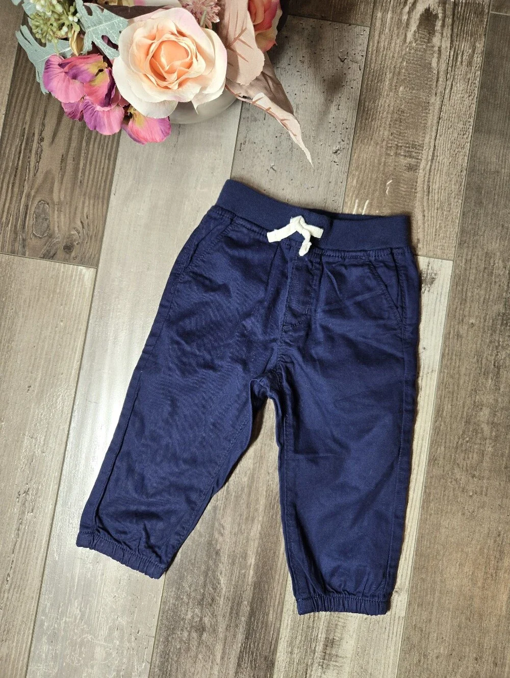 NWT Gymboree Baby Kids Navy Blue Jogger Pants with Drawstring – Size 12–18m